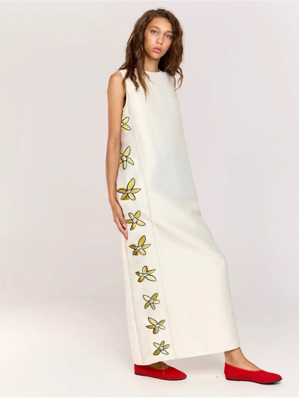 Romy Bloom Shift Maxi Dress Size Large Australian Art Design MSRP $350 NWT!